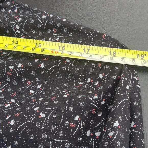 Perry Ellis SZ M Black w/ White & Salmon Print Men's Button Up Cotton Shirt - Picture 13 of 15